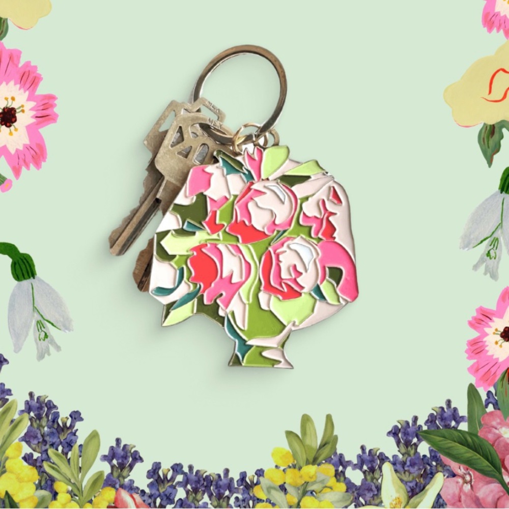 Les Nereides Pink Floral Keychain by Laurie Buck